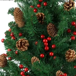 Albero di Natale Altezza 200 cm Folto Realistico PVC con Base a Croce