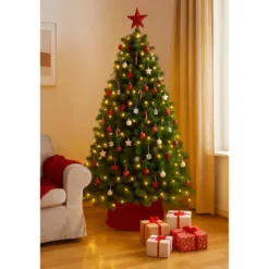 Albero di Natale Alto 210 cm Folto Verde Base 145 cm Rami Realistici