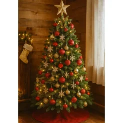 Albero di Natale 240 cm Verde PE PVC Effetto Realistico Base 157 cm