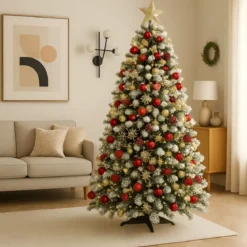 Albero di Natale Innevato Altezza 240 cm Artificiale Rami in PVC