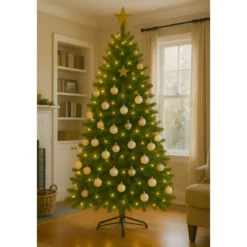 Albero di Natale Verde PVC Altezza 240 cm Base 135 cm Folto Leggero