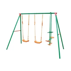 Altalena Acciaio 4 Posti Seggiolino Cavalluccio per Bambini da Giardino Esterno