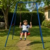 Altalena da Giardino per Bambini Singola in Acciaio Blu Rosso EN-71
