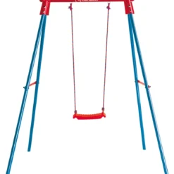 Altalena da Giardino per Bambini Acciaio Blu Rosso Seduta Tavoletta