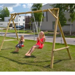 Altalena in Legno per Bambini 2 Posti Gioco da Giardino