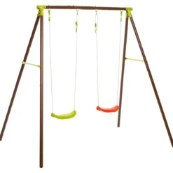 Altalena in Metallo 2 Posti Seggiolini Gioco per Bambini da Giardino