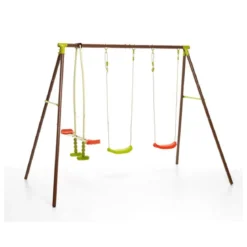 Altalena in Metallo 4 Posti Seggiolini Gioco per Bambini Giardino