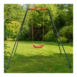 Altalena per Bambini in Acciaio Singola per Giardino 168x163x200 cm