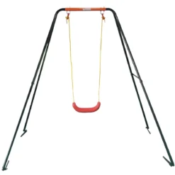 Altalena per Bambini in Acciaio Singola per Giardino 168x163x200 cm