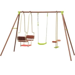 Altalena per Bambini 5 posti da Giardino Struttura in Acciaio