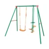 Altalena per Bambini 3 Posti Seggiolino Giardino Dondolo Cavalluccio in Acciaio