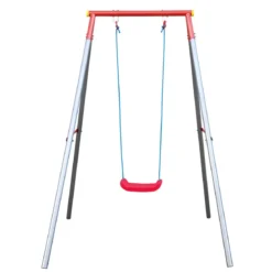 Altalena per Bambini 1 Posto da Esterno 168x163x200 cm Rosso Blu Acciaio
