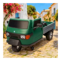 Ape Car Piaggio Elettrica per Bambini Verde con Ruote EVA e Telecomando