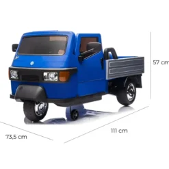 Ape Car Piaggio Elettrica per Bambini Blu con Ruote EVA e Telecomando