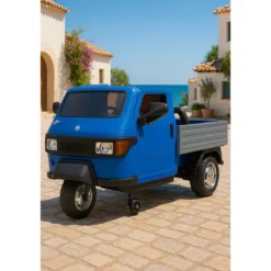Ape Car Piaggio Elettrica per Bambini Blu con Ruote EVA e Telecomando