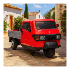 Ape Car Piaggio Elettrica per Bambini Rosso con Ruote EVA e Telecomando