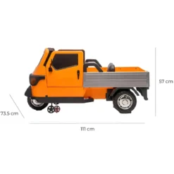 Ape Car Piaggio Elettrica per Bambini Arancione Ruote EVA e Telecomando
