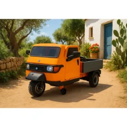 Ape Car Piaggio Elettrica per Bambini Arancione Ruote EVA e Telecomando