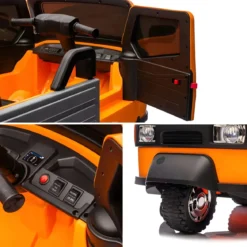 Ape Car Piaggio Elettrica per Bambini Arancione Ruote EVA e Telecomando