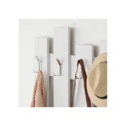 Appendiabiti a Muro in Legno Bianco con Ganci Moderno Mobile ingresso a Parete