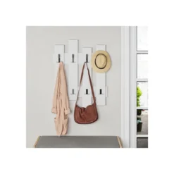 Appendiabiti a Muro in Legno Bianco con Ganci Moderno Mobile ingresso a Parete