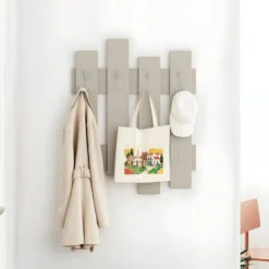 Appendiabiti a Muro per Ingresso in Legno Cashmere 8 Ganci Moderno