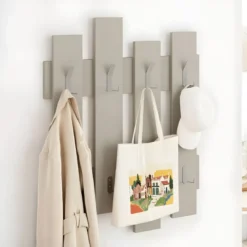 Appendiabiti a Muro per Ingresso in Legno Cashmere 8 Ganci Moderno