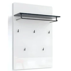 Appendiabiti da Parete Bianco 80x26x115 cm con Mensola Antracite