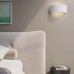 Applique a Muro Verniciabile Lampada in Gesso Luce Doppia Emissione