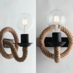 Applique da Interno con Corda Naturale Luce a Muro Design Moderno