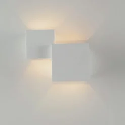 Applique Doppio Diffusore Lampada da Parete in Gesso Bianco Verniciabile