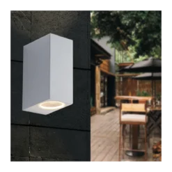 Applique in Alluminio 2 Punti Luce Faretto Bianco a Parete da Esterno