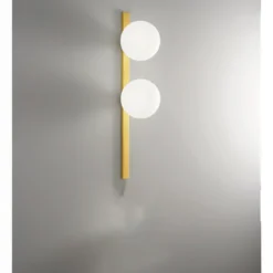 Applique 2 Punti Luce a Muro in Metallo Oro Lampada Elegante da Parete