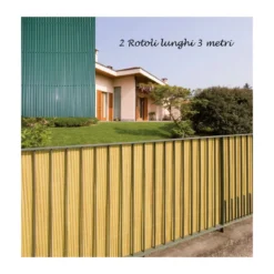 2 Arella Doppia in Bamboo PVC Recinzione 3x1 Ombreggiante Verde Beige Plastica