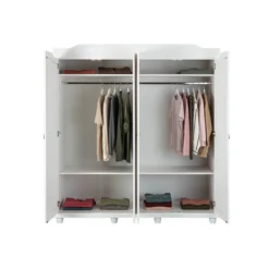 Armadio a 4 Ante Bianco Legno Appendiabiti Mobile Camera Letto Cabina Guardaroba