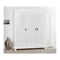 Armadio a 3 Ante Bianco Legno Appendiabiti Mobile Camera Letto Cabina Guardaroba