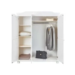 Armadio a 3 Ante Bianco Legno Appendiabiti Mobile Camera Letto Cabina Guardaroba