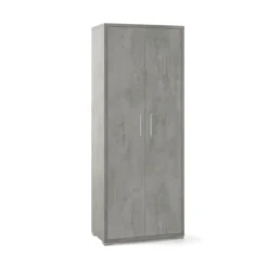 Armadio 2 Ante Alto 200 Grigio Multiuso Ufficio Mobile Moderno Camera Cameretta