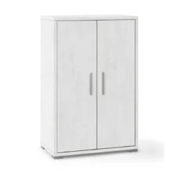 Armadio 2 Ante Alto 110 Ossido Bianco Credenza Ripiani da Ufficio Mobile Camera