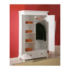Armadio 2 Ante 2 Cassetti h 200 Bianco Ripiani Cassetti Mobile Cabina Guardaroba