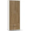 Armadio 2 Ante con Cassetti Bianco Noce in Legno Documenti Ufficio Mobile