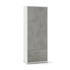 Armadio 2 Ante con Cassetti Grigio Ossido Ripiani da Ufficio Mobile Guardaroba
