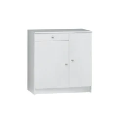 Armadio 2 Ante con Cassetto 80 Bianco Mobile Multiuso Ingresso Mobiletto Bagno