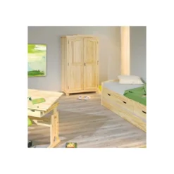 Armadio 2 Ante in Legno Massello Appendiabiti Camera da Letto Cabina Guardaroba