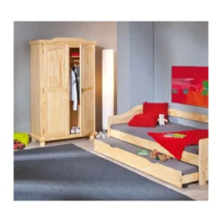 Armadio 2 Ante in Legno Massello Appendiabiti Camera da Letto Cabina Guardaroba
