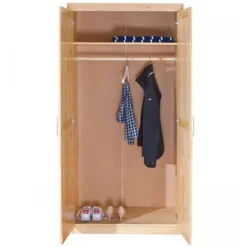 Armadio 2 Ante in Legno Massello Mobile Guardaroba per Camera da Letto