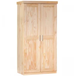 Armadio 2 Ante in Legno Massello Mobile Guardaroba per Camera da Letto