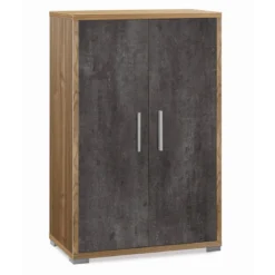 Armadio 2 Ante Ossido Noce Credenza Multiuso con Ripiani Mobile Camera