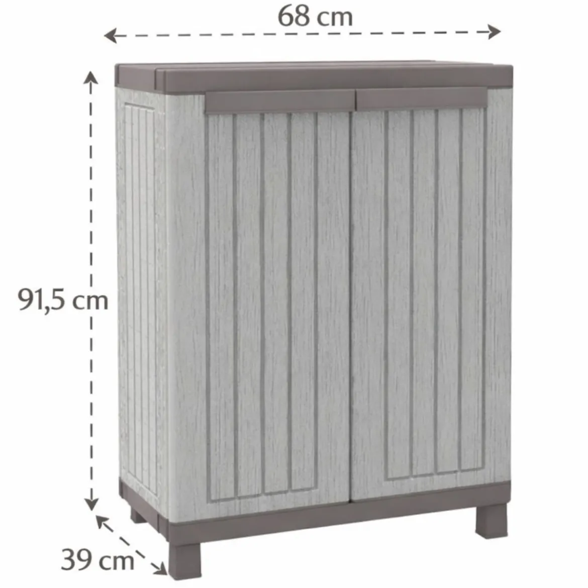 Armadio Basso da Esterno Mobile Balcone Giardino in Resina con Ripiani Due Ante
