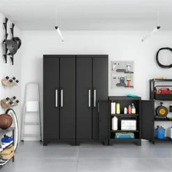 Armadio Basso Garage Keter 2 Ripiani Compatto Nero Balcone Resistente da Esterno